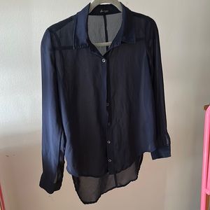 Forever 21 Sheer navy blouse